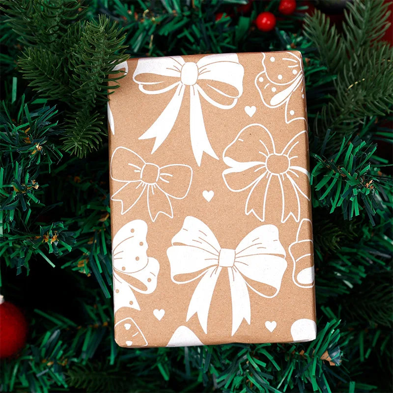 Christmas Kraft Gift Wrapping Paper Roll – Santa & Tree Print