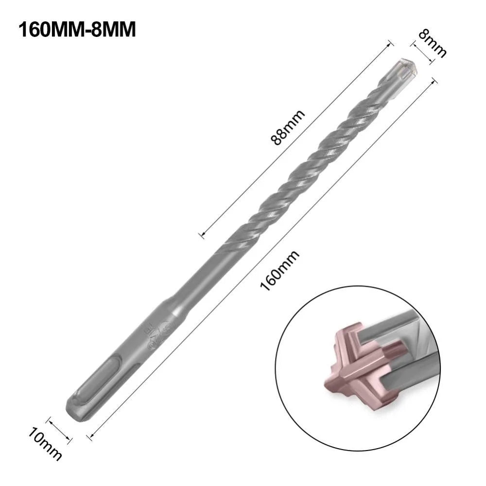 SDS Plus Concrete Drill Bit – 4 Cutter Cross Tip, 5–12mm
