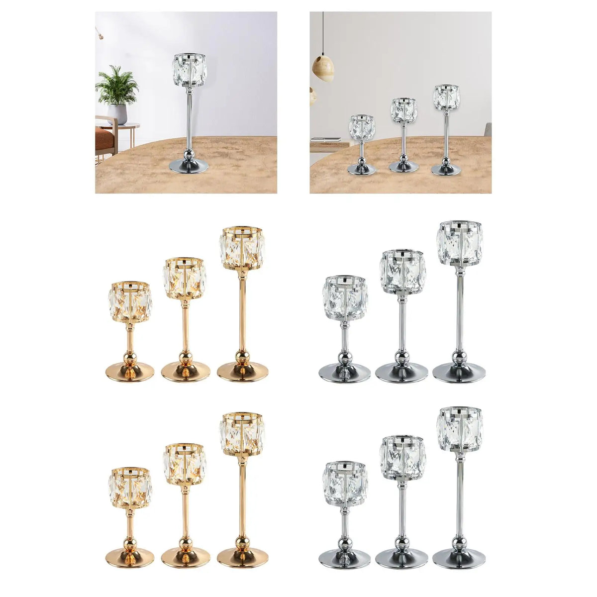 Crystal Candlestick Holder | Table Centerpiece Home Decor