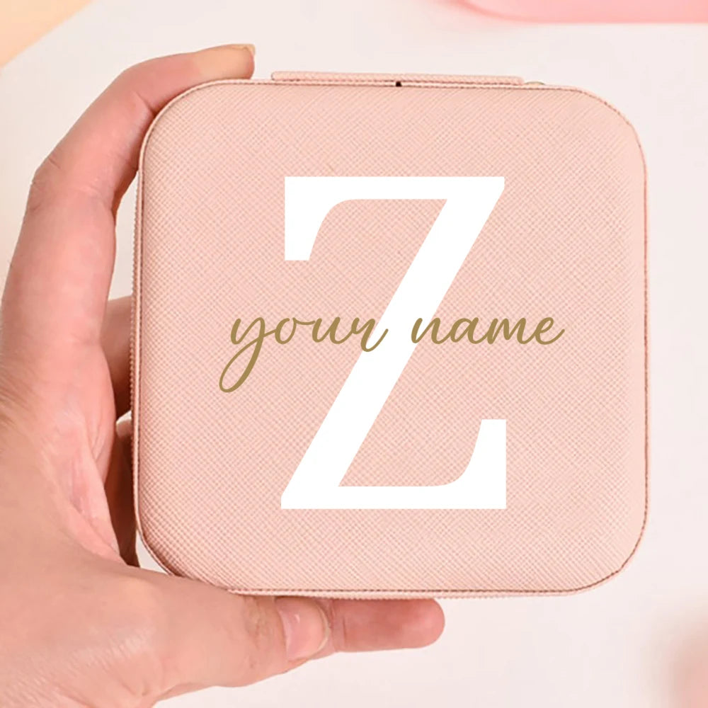 Personalized Faux Leather Jewelry Box – Custom Name & Initial