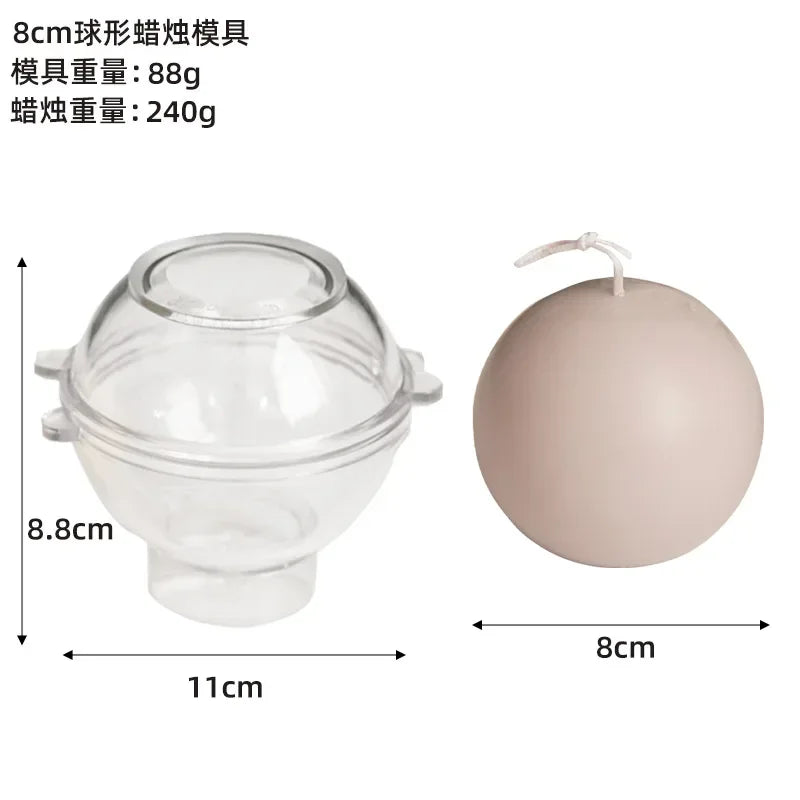Spherical Candle Mold Kit – 5–10cm Round Ball Acrylic Molds