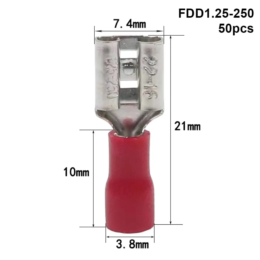 50-Pack Insulated Crimp Spade Terminal Connectors 2.8/4.8/6.3mm