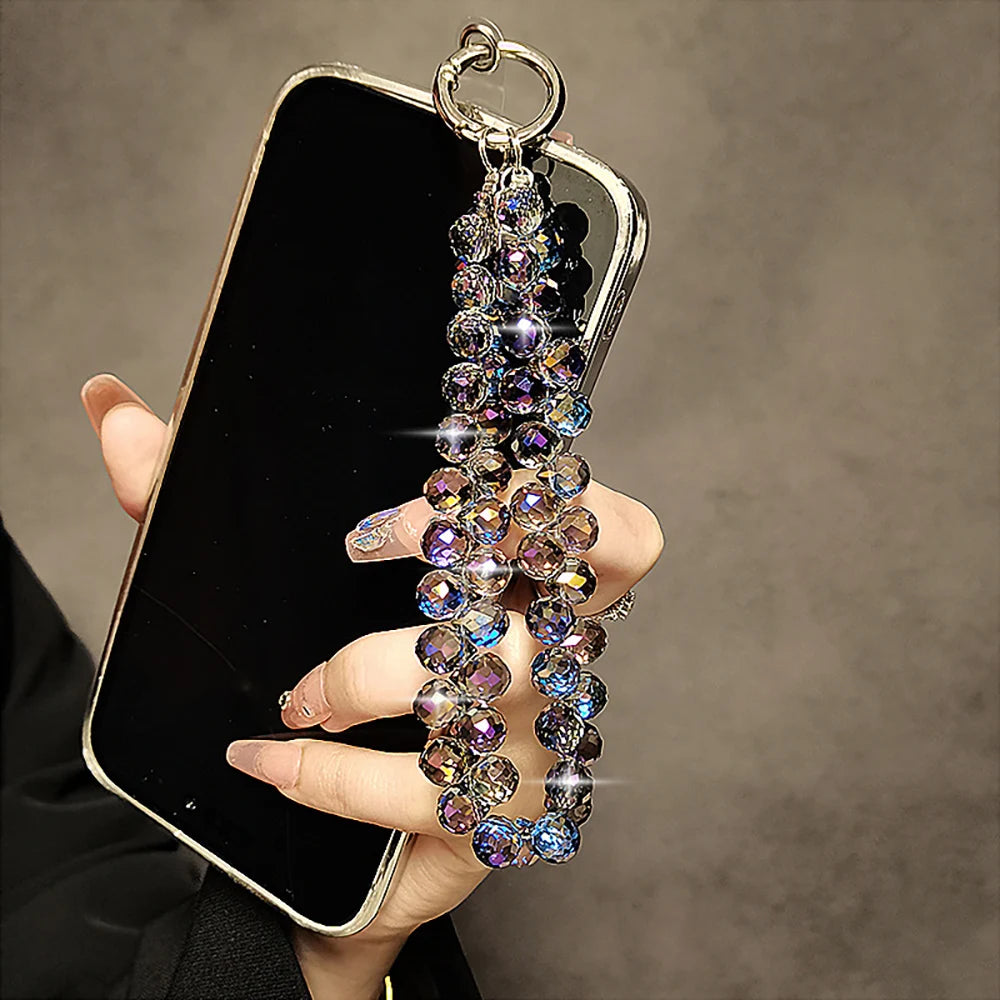 Crystal Rhinestone Bead Phone Wrist Strap Lanyard Keychain