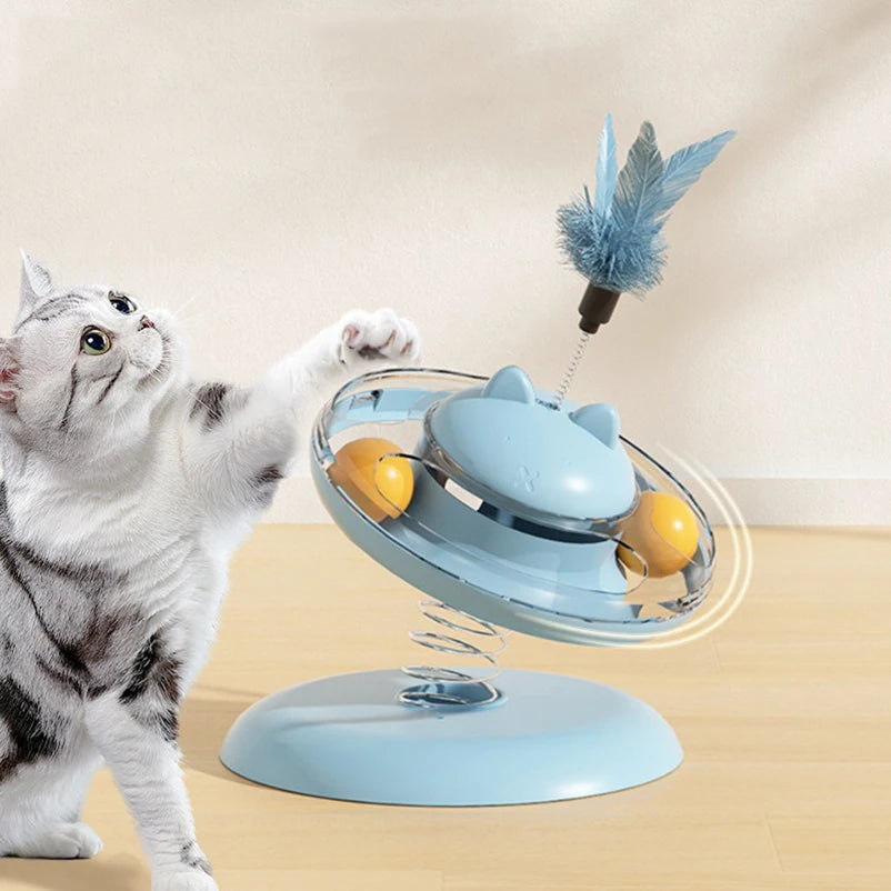 Cat Play Disc Toy – Track Ball, Food Leakage & Turntable