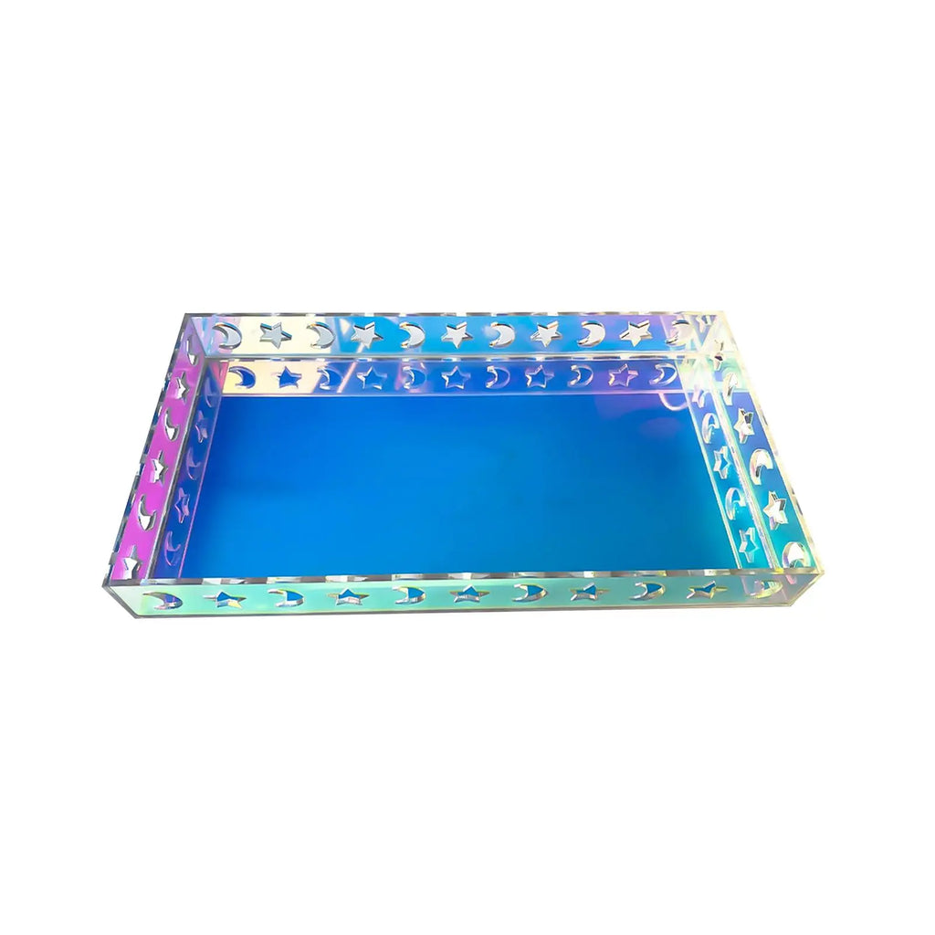 Iridescent Acrylic Vanity Tray – Makeup & Jewelry Organizer