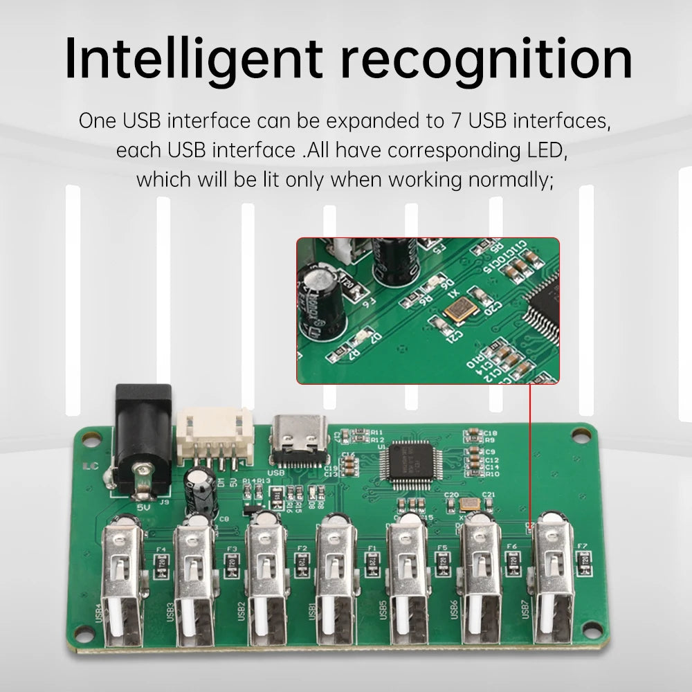 USB 2.0 Hub Module – 1 to 7 Port Expansion (Micro USB/Type-C)