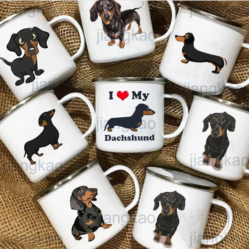 I Love Dachshunds Enamel Mug – Camping & Outdoor Travel Cup