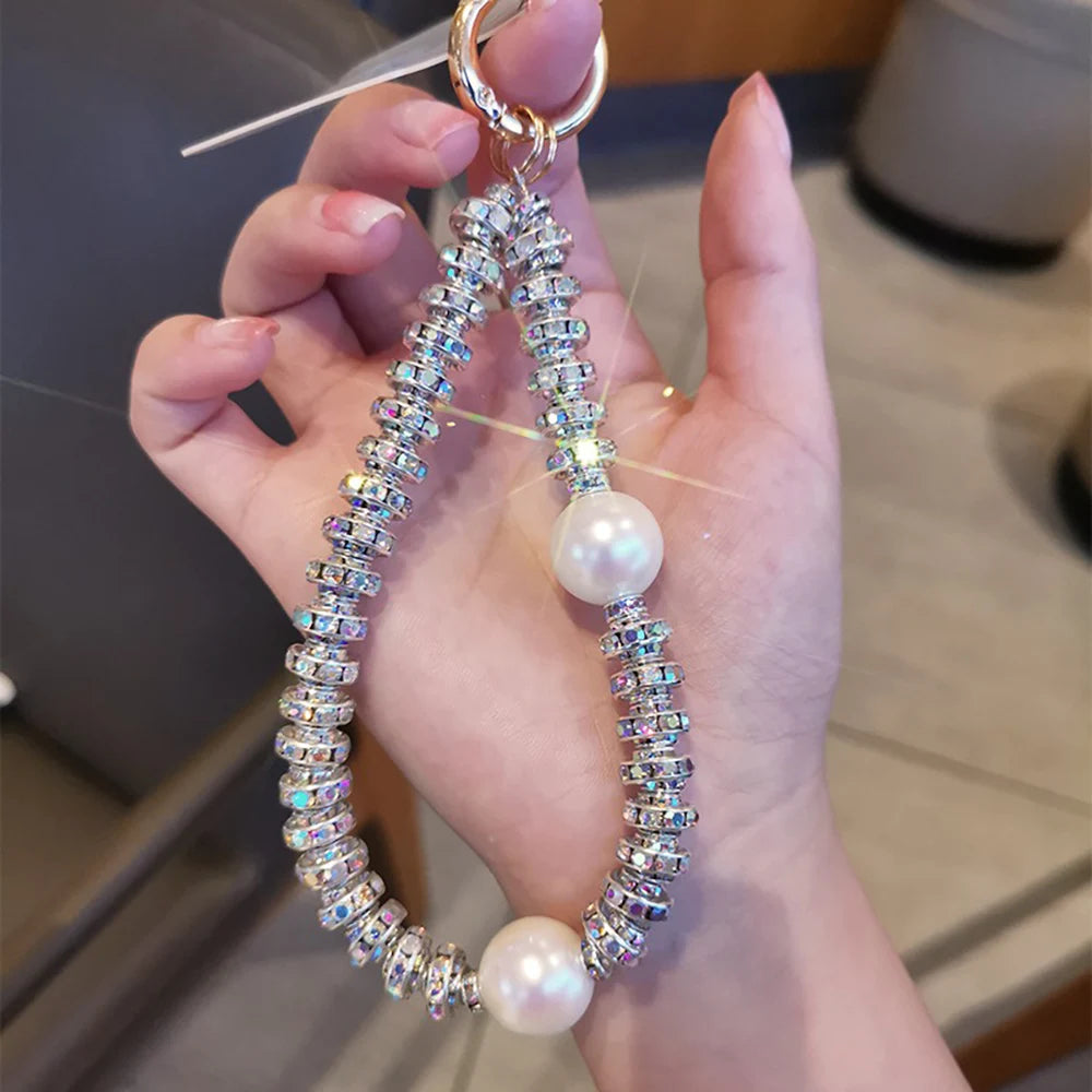 Pearl Rhinestone Bracelet Phone Wrist Strap Lanyard Charm