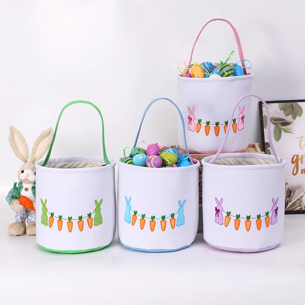 Easter Canvas Tote Bag – Bunny Egg Hunt & Candy Gift Basket