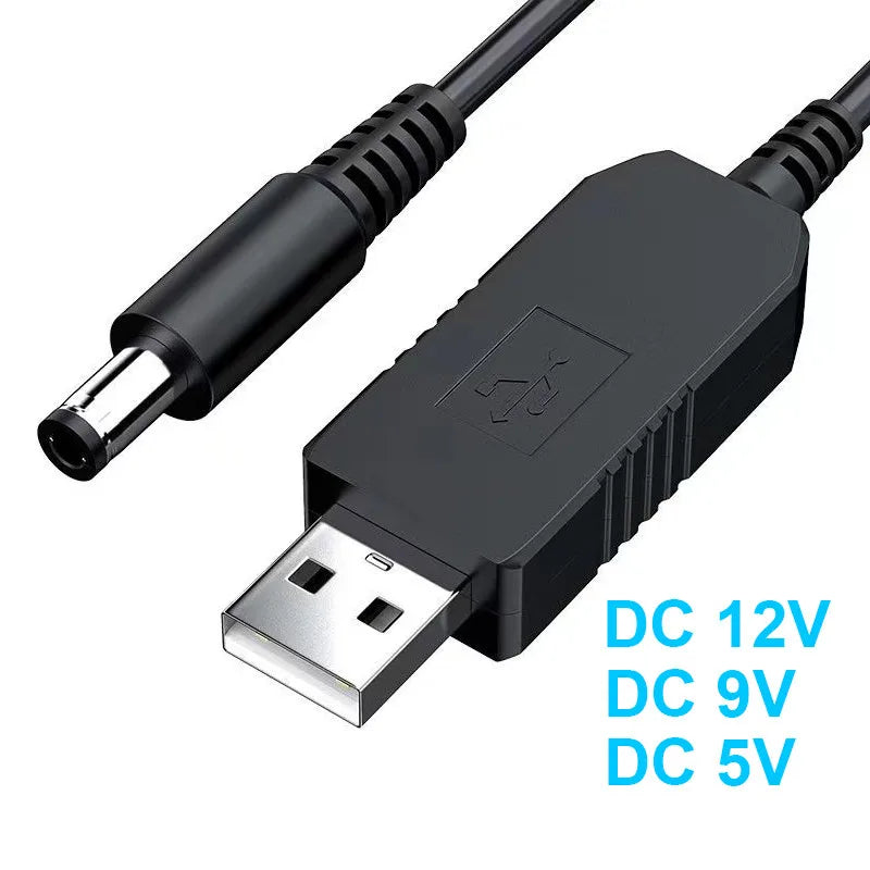 USB 5V to 12V/9V Power Boost Cable – 5.5x2.1mm DC Converter
