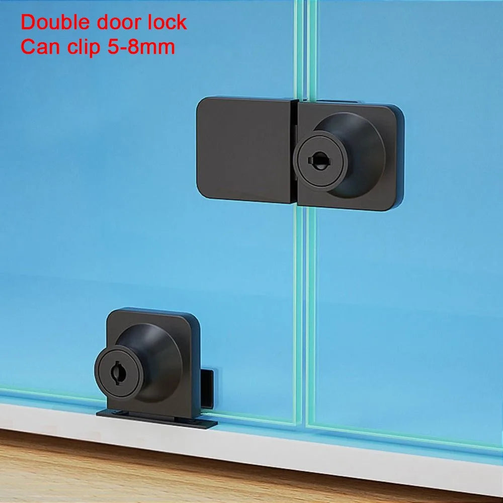 Punch-Free Glass Cabinet Door Lock | Zinc Alloy Sliding Lock