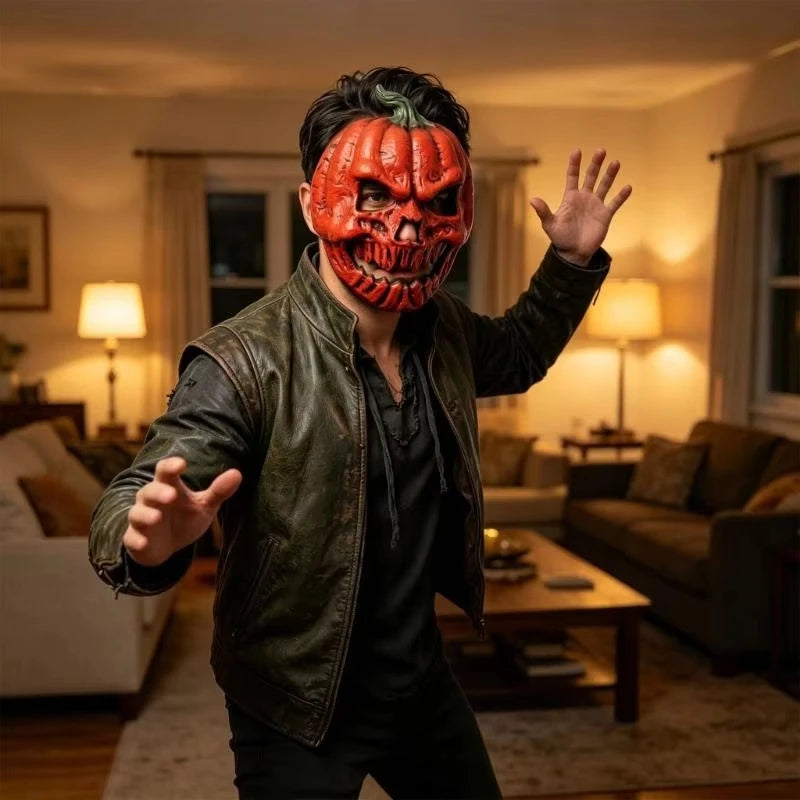 Realistic Pumpkin Face Mask – Halloween Costume Accessory