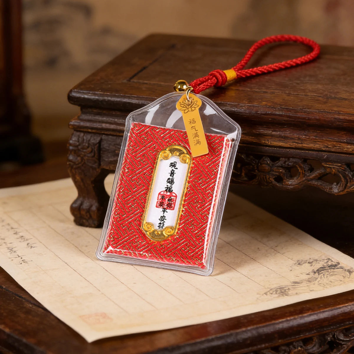 Buddhist Blessing Amulet Pouch – Lucky Talisman Car Ornament