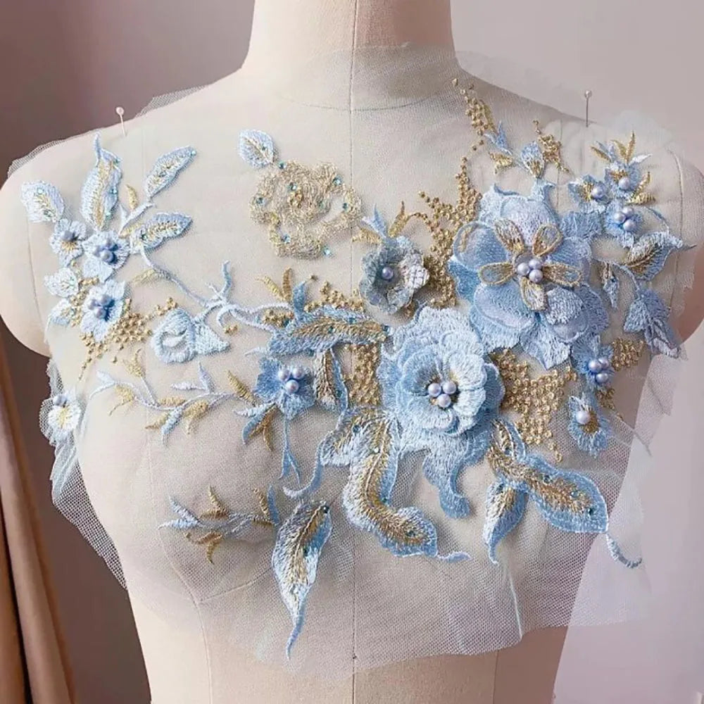 Sequined Floral Embroidery Patch – DIY Appliqué Costume Decor