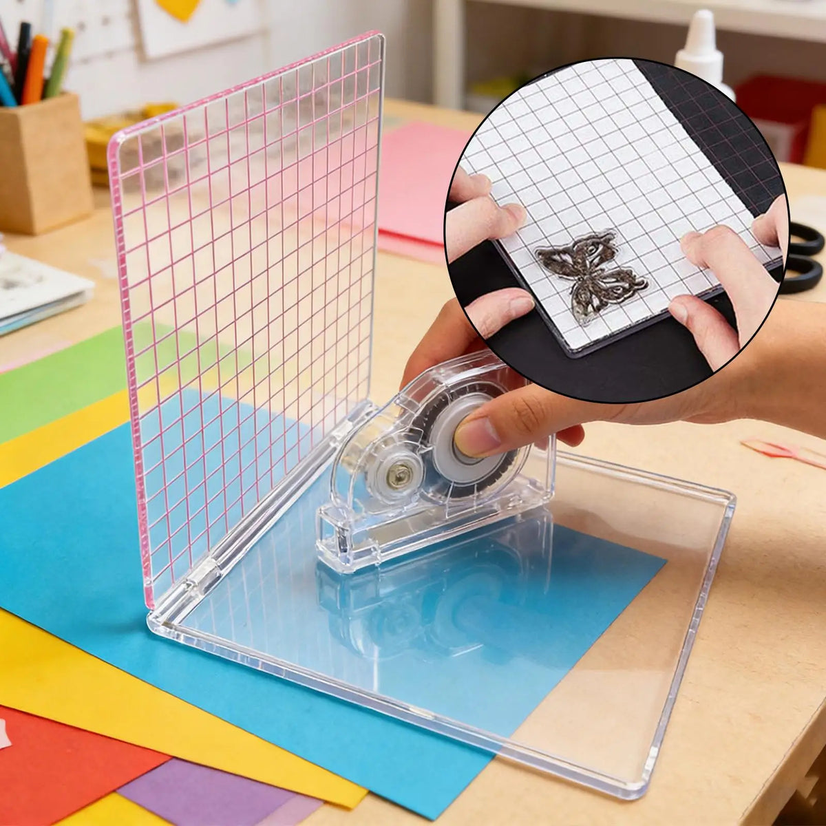 Acrylic Stamp Block Positioner | Transparent Grid Stamping Tool