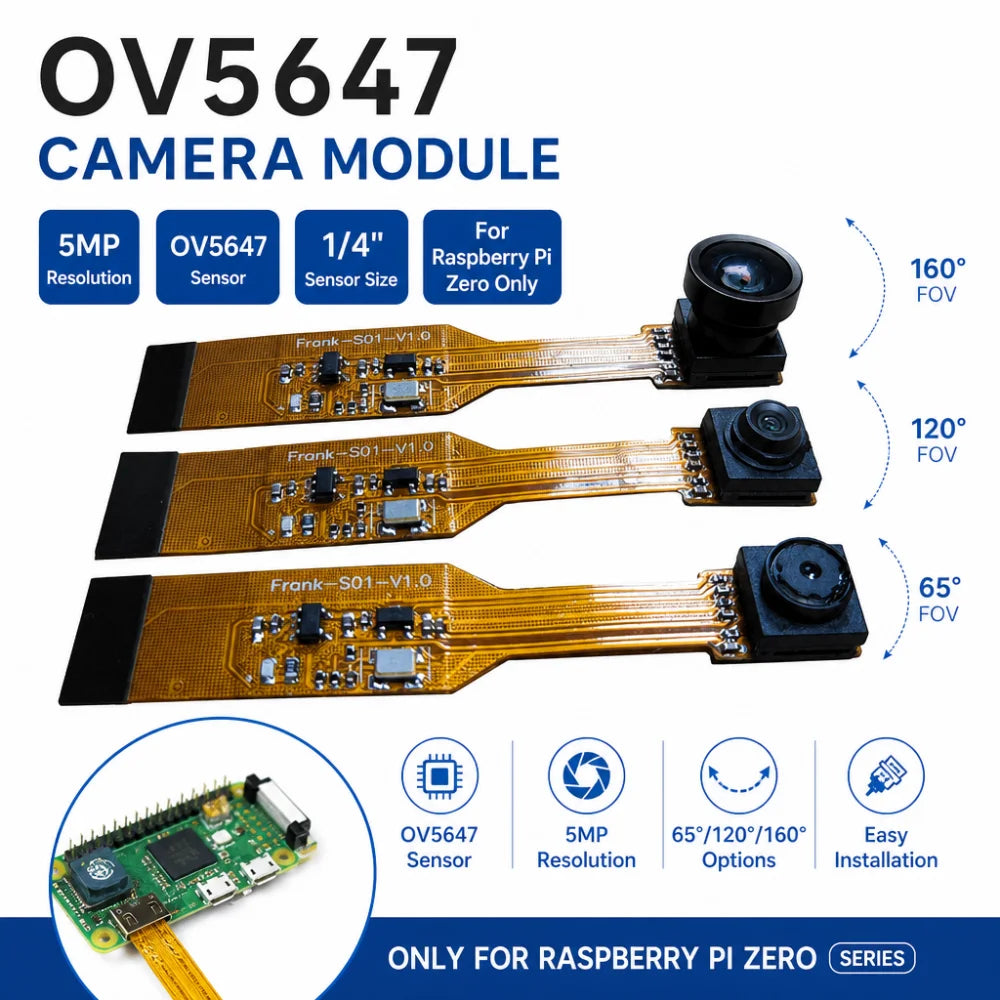OV5647 5MP Camera Module for Raspberry Pi Zero – 3 FOV Options