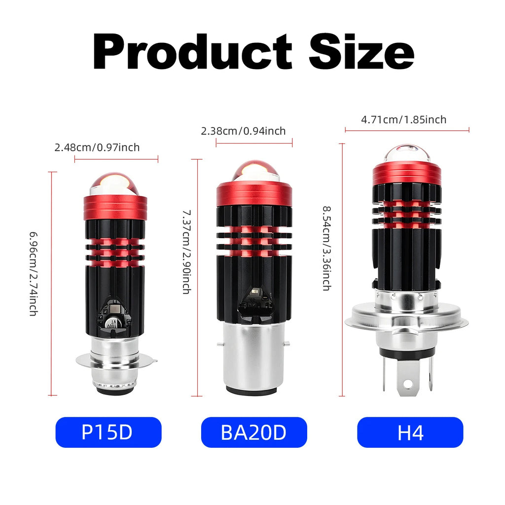 Motorcycle LED Headlight Bulb H4 H6 BA20D P15D – 40000LM