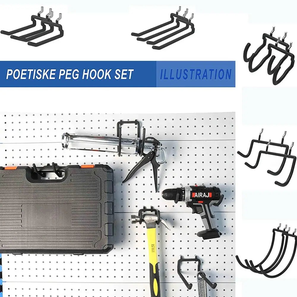 Heavy Duty Aluminum Pegboard Hooks – Wall Mounted Tool Organizer