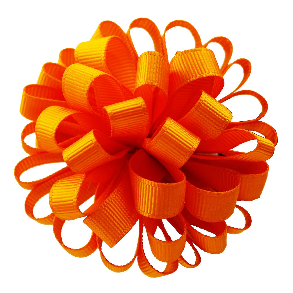 2-Pack Girls Grosgrain Ribbon Loopy Puff Hair Bow Clips
