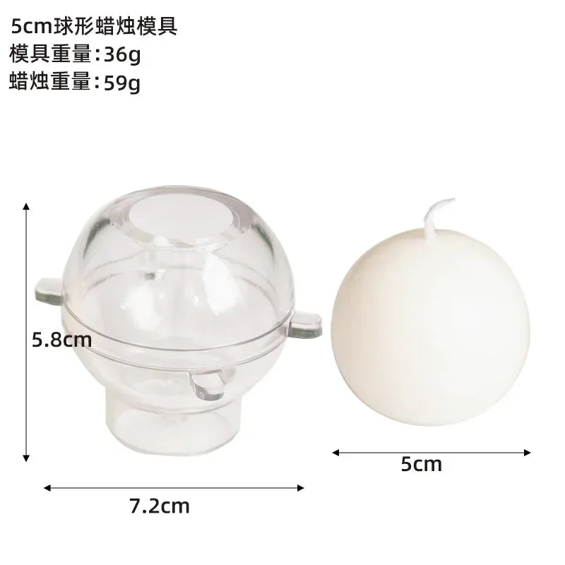 Spherical Candle Mold Kit – 5–10cm Round Ball Acrylic Molds