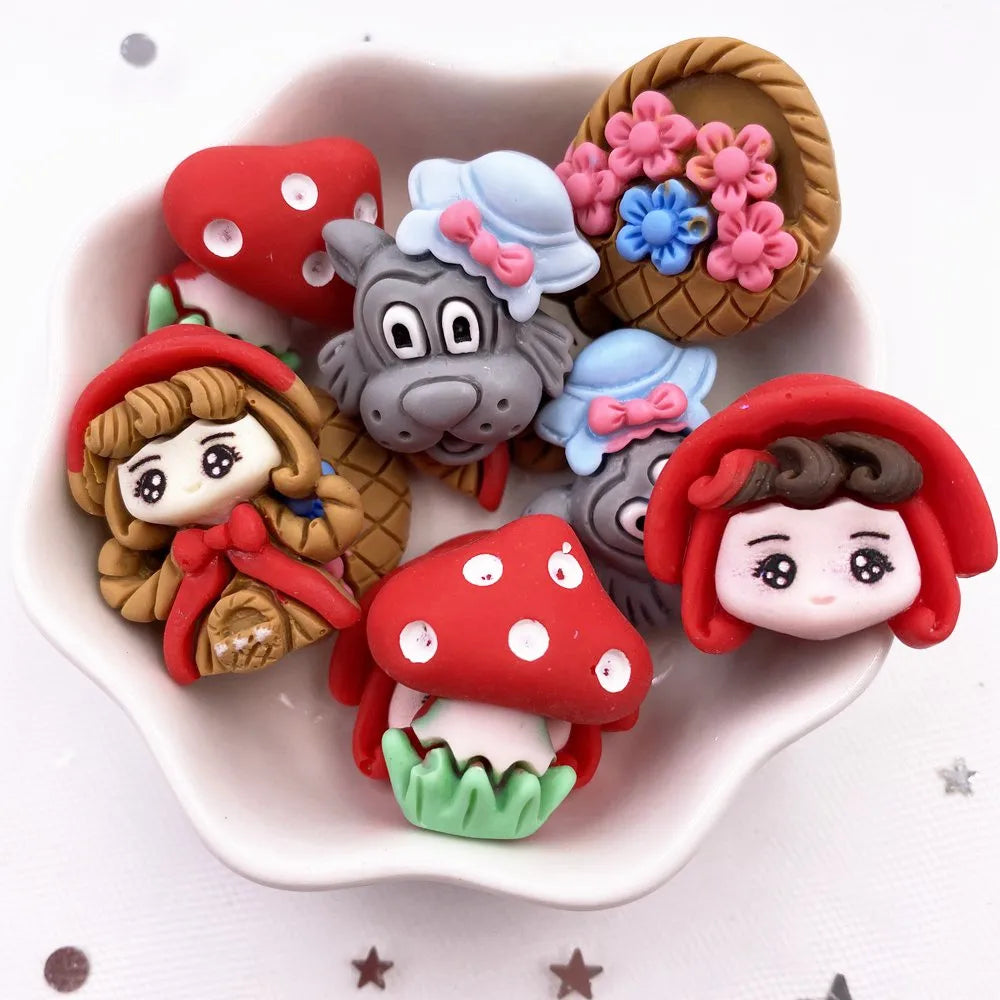 10PCS Kawaii Wolf Girl Resin Flatback Figurines – DIY Scrapbook Decor