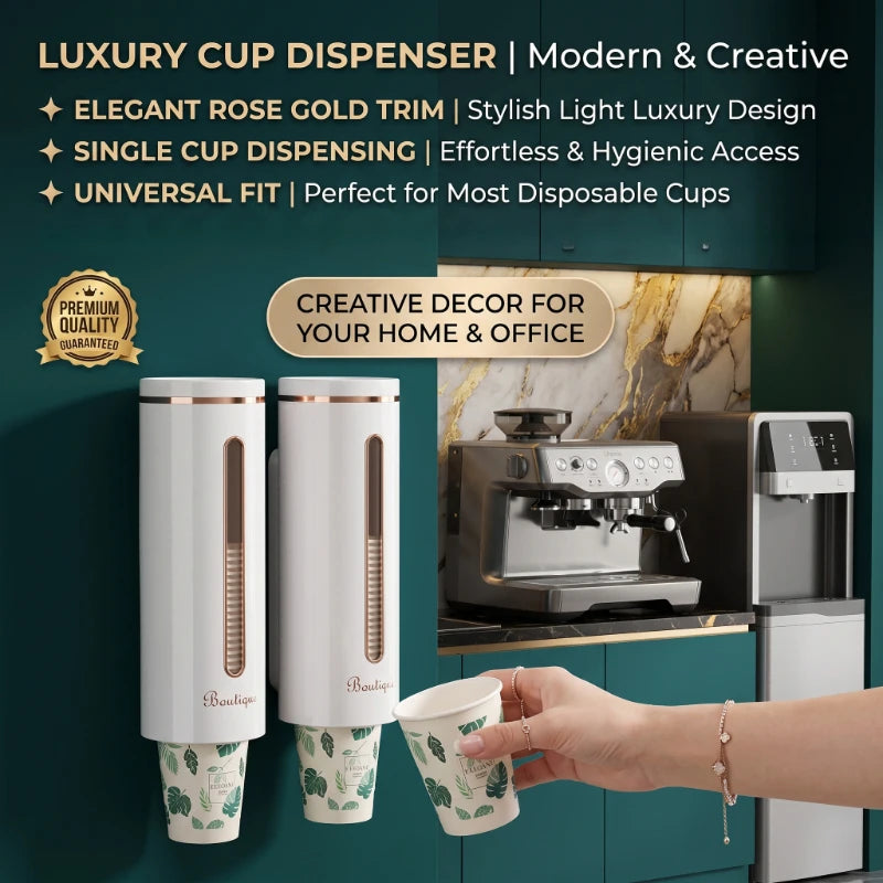 No-Drill Wall Mounted Cup Dispenser – Dustproof & Elegant