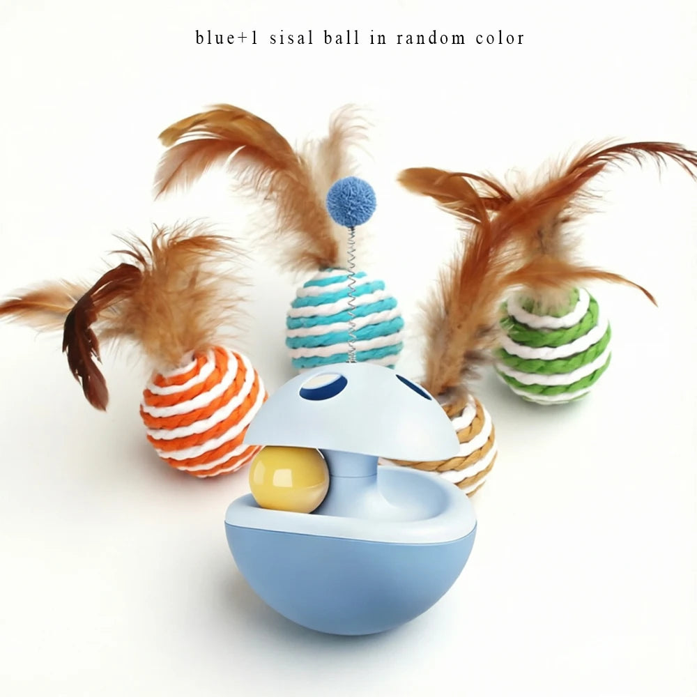 Cat Toy Combo – Mushroom Tumbler Treat Dispenser & Sisal Ball