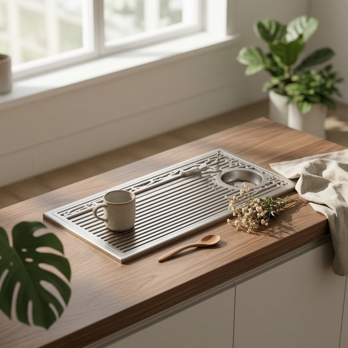 Stainless Steel Recessed Drip Tray with Drainage | Beverage Bar
