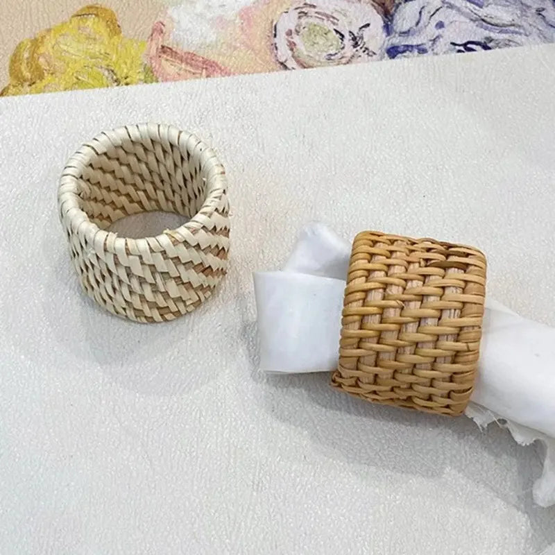 Handwoven Rattan Napkin Rings – Rustic Minimalist Table Decor