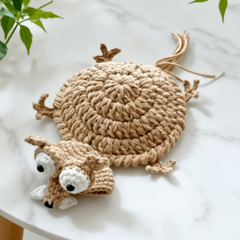 Crochet Squirrel Coasters – Handmade Woven Heat Resistant Mats
