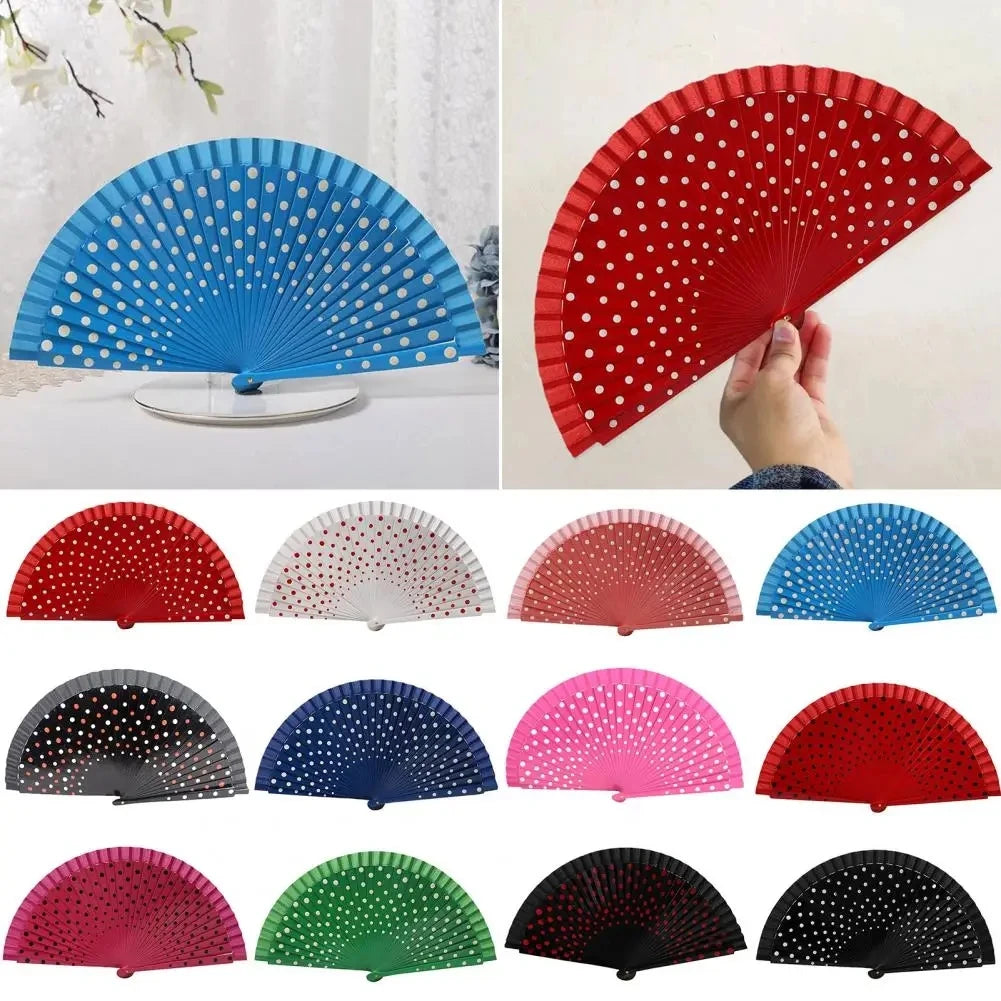 Multicolor Silk Folding Fan – Antiquity Dot Print Gift