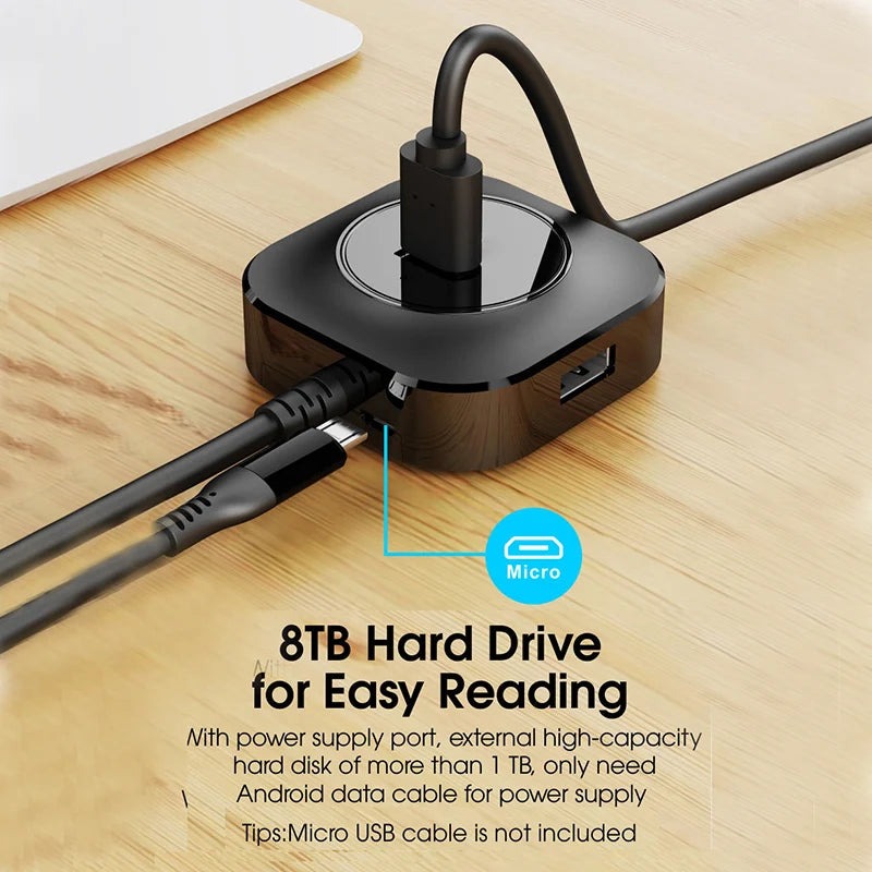 OULLX USB 3.0 4-Port Hub Splitter for Laptop, PC & Tablet