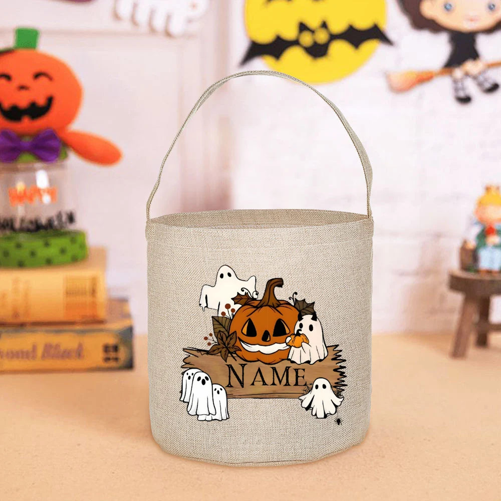 Halloween Trick or Treat Tote Bag – Pumpkin & Bats Design