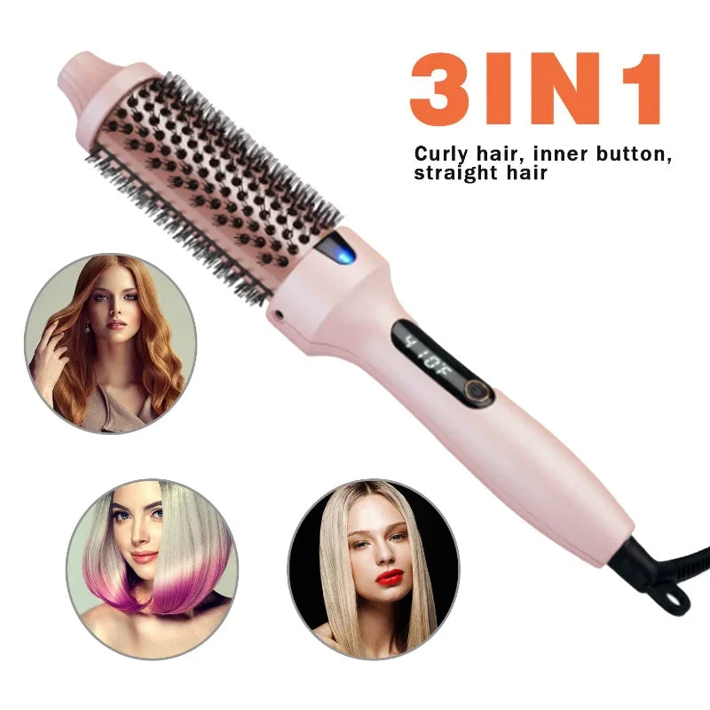 38mm 3-in-1 Curling Iron & Heated Straightening Comb