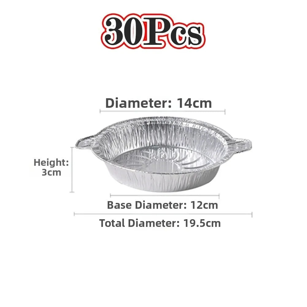 30-Pack Round Disposable Aluminum Foil Baking Pans with Handles