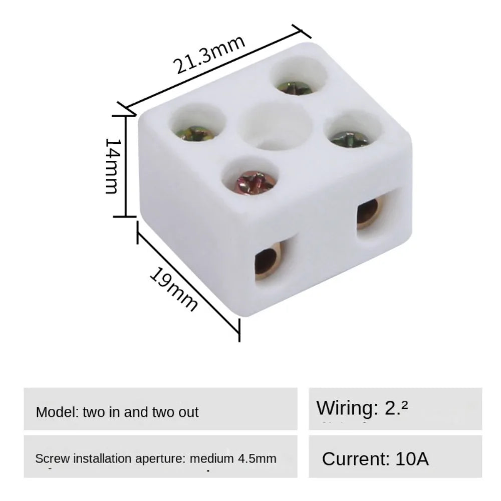 Ceramic Terminal Block 1-In/1-Out & 2-In/2-Out Screw Post 250V