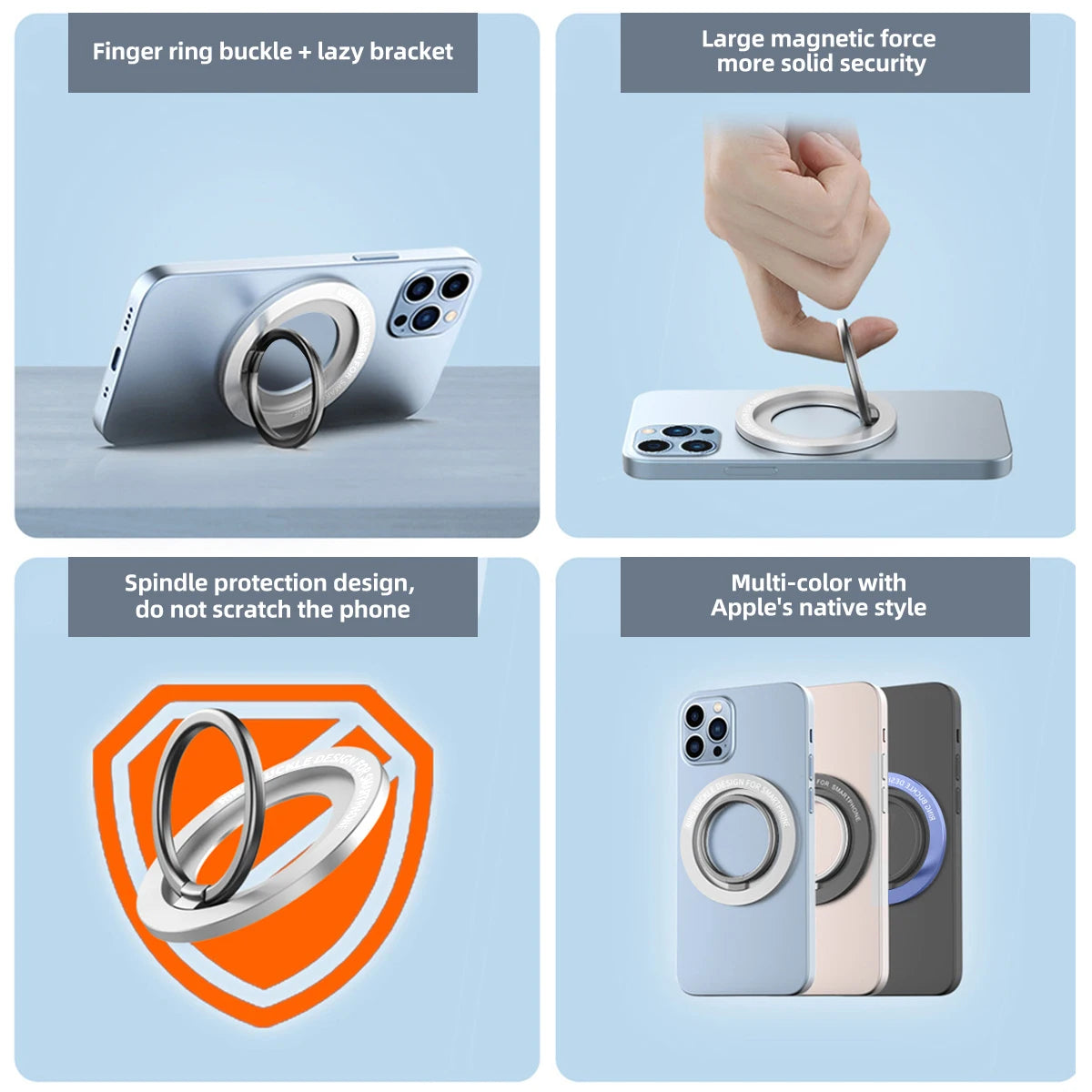 Rotatable Magnetic Phone Ring Holder – MagSafe Finger Grip