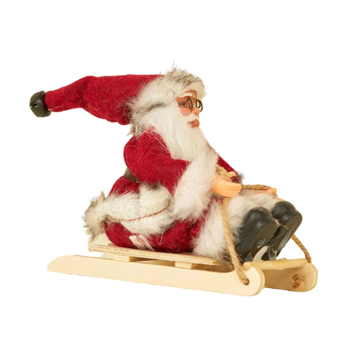 Santa Claus Sledge Figurine | Plush Christmas Table Ornament