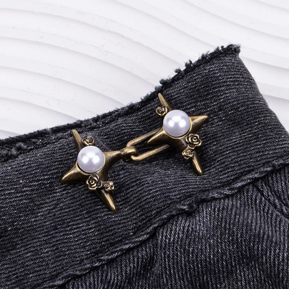 Pearl Jean Waist Cinch Buckle – No-Sew Adjustable Button Pin
