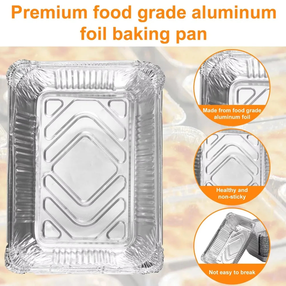 10-Pack Disposable Aluminum Foil Baking Trays with Lids