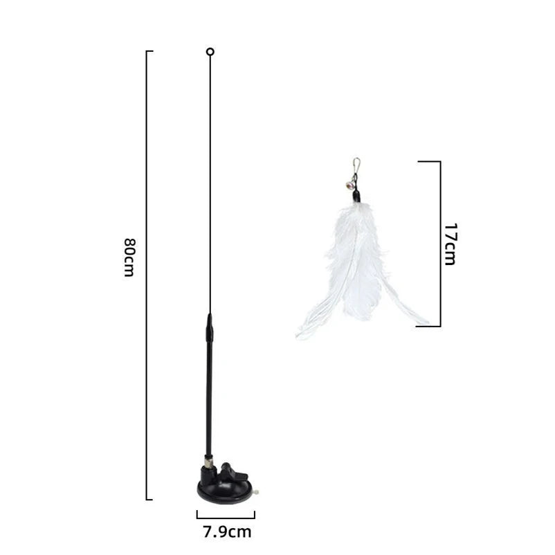 Suction Cup Cat Teaser Stick – Bell & Feather Self-Play Toy