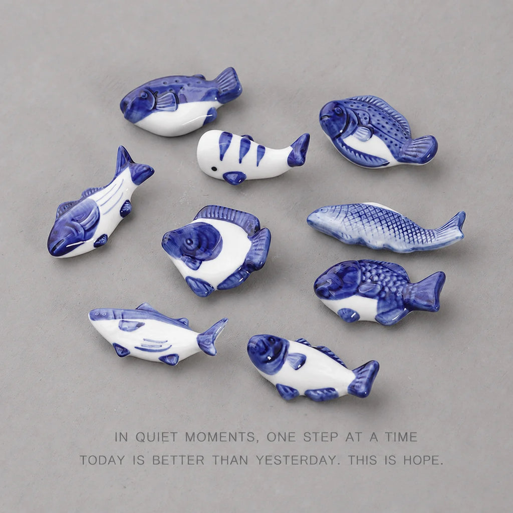 Fish-Shaped Ceramic Chopstick Rest & Pen Holder | Desk Décor