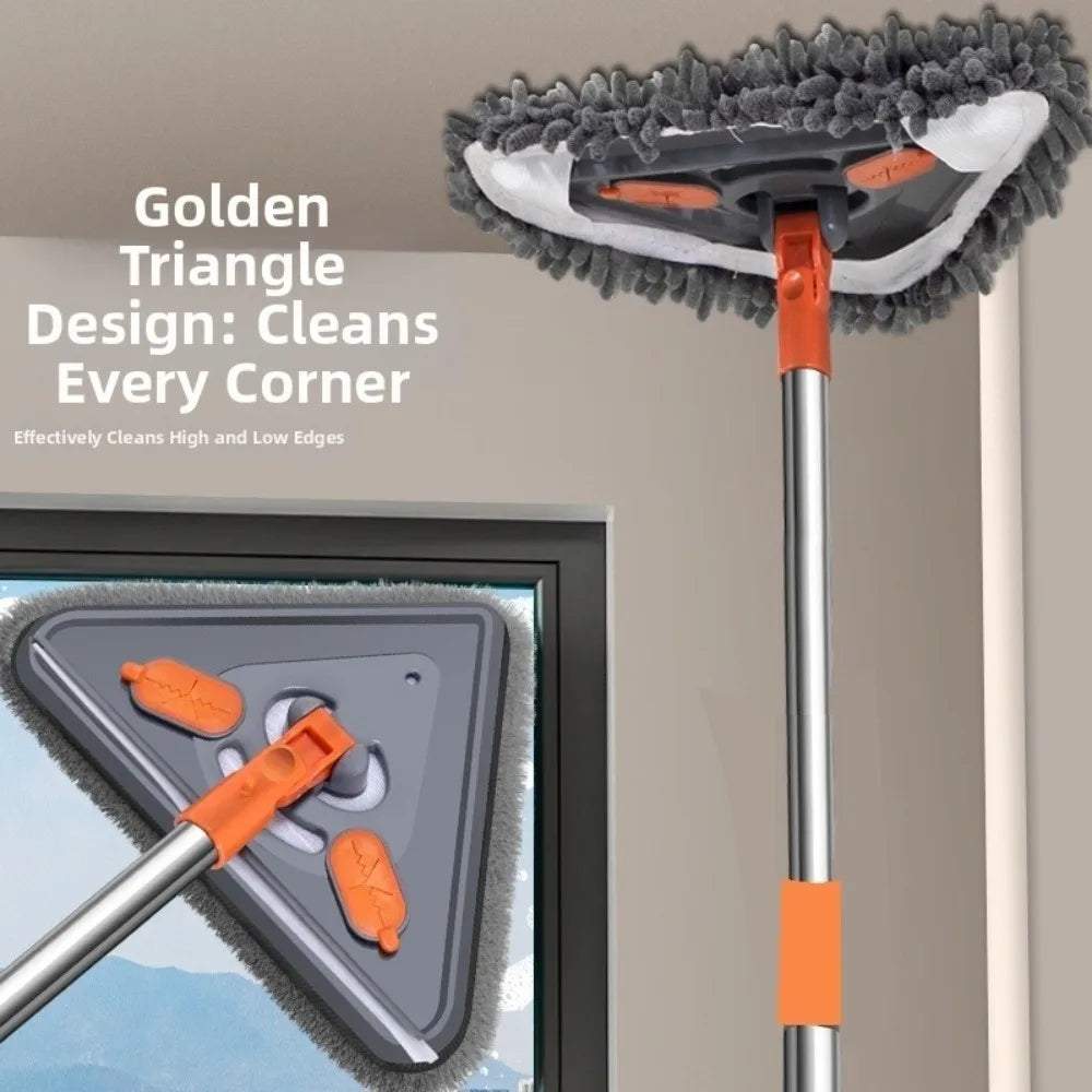 360° Rotatable Triangle Window Cleaning Mop & Extension Pole