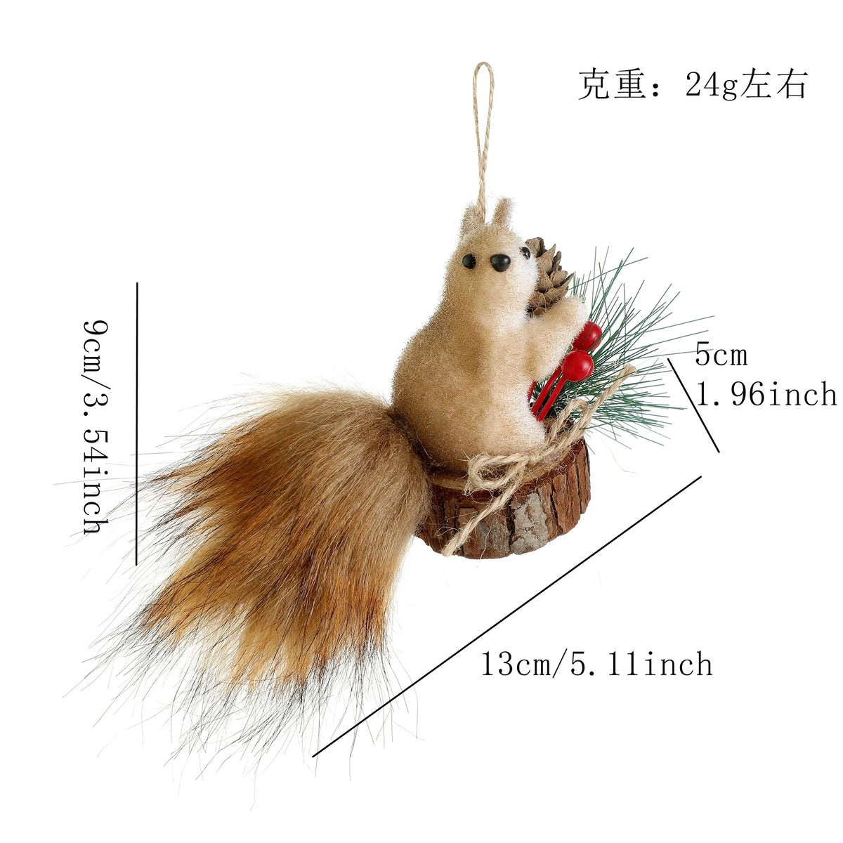 Squirrel Plush Christmas Ornament – Woodland Holiday Décor