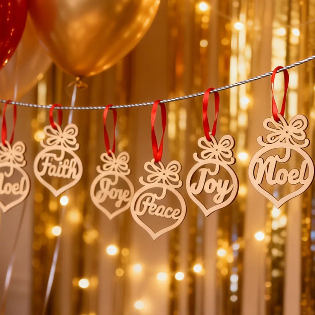 6-Pack Wooden Christmas Pendant Ornaments – DIY Holiday Decor