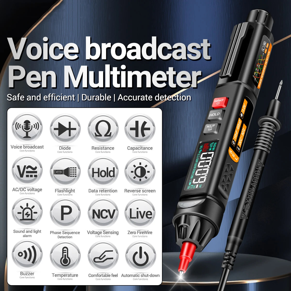 Professional Digital Pen Multimeter 6000 Counts Auto Range