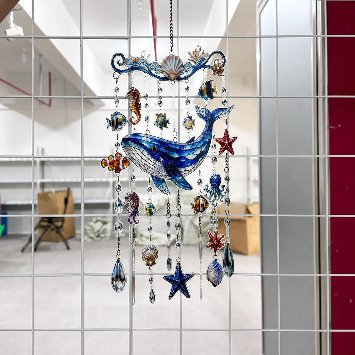 Ocean Sea Turtle Stained Glass Wind Chime – Acrylic Crystal