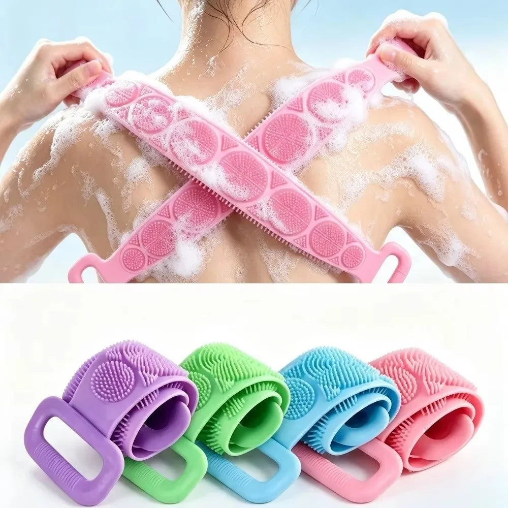 Double-Sided Silicone Back Scrubber Belt | Long Bath Brush