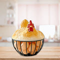 Yellow Chicken Egg Basket with Lid | Iron Resin Storage