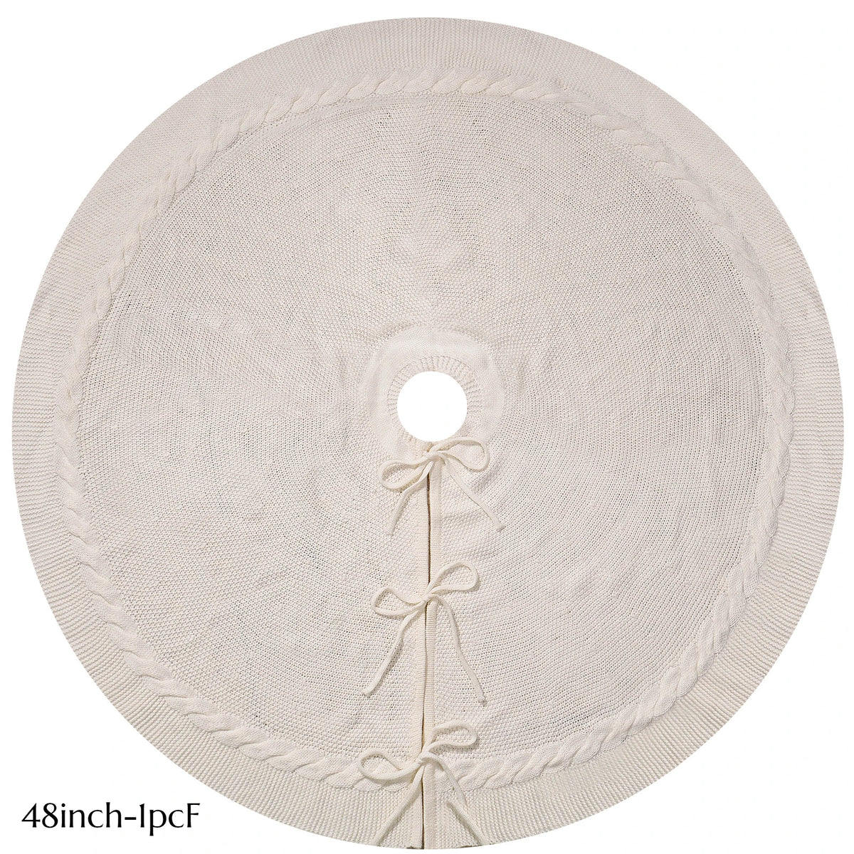 Vintage Red & White Christmas Tree Skirt | Thick Polyester
